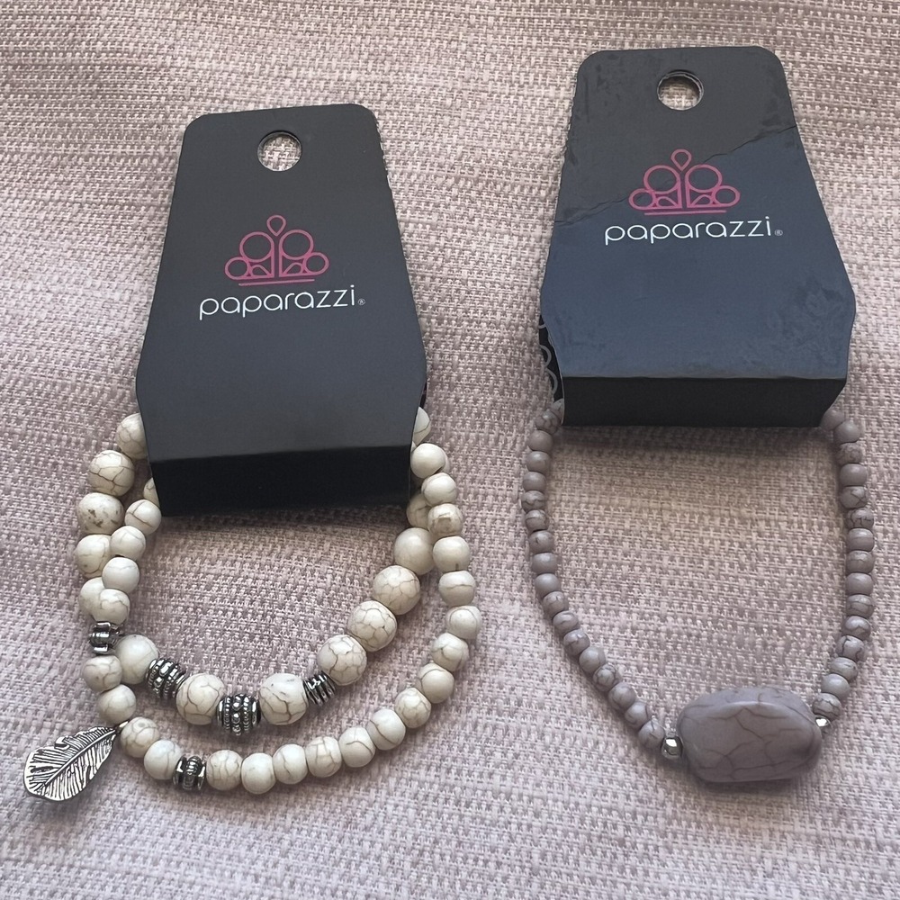 Lot of 2‎ PAPARAZZI Beaded Stretch Bracelets Multicolor